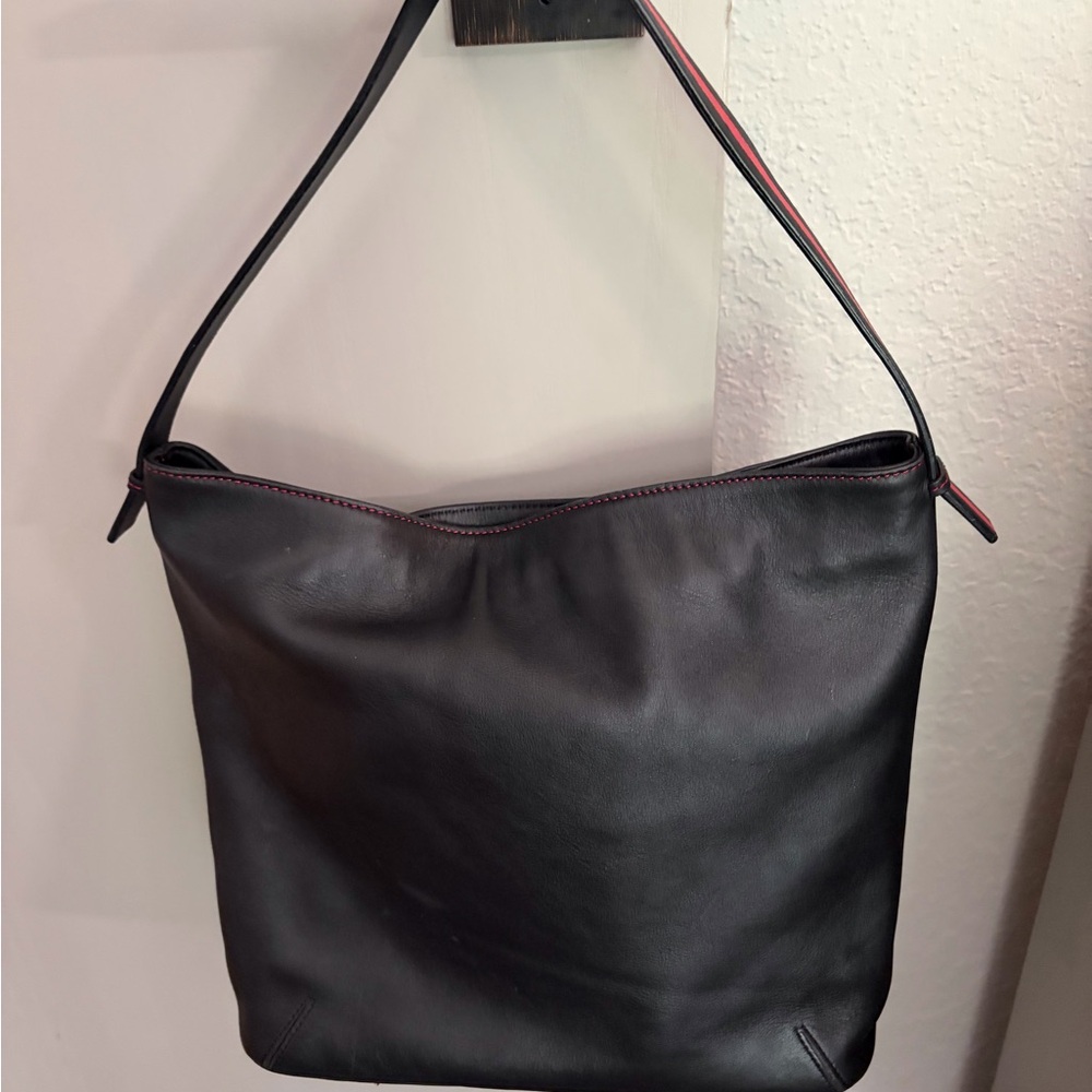 Black soft leather Ann Klein tote